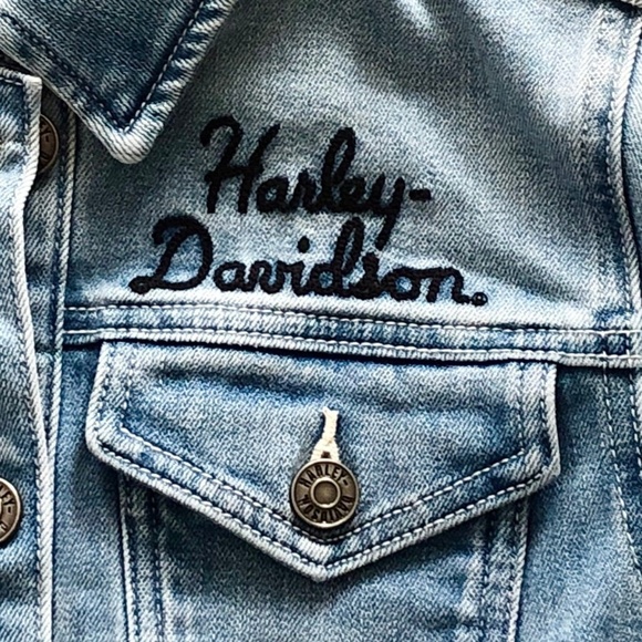 Harley-Davidson, Womens, Winged‎ Logo, Denim Jean Jacket, XS, Good Condition - Picture 6 of 15